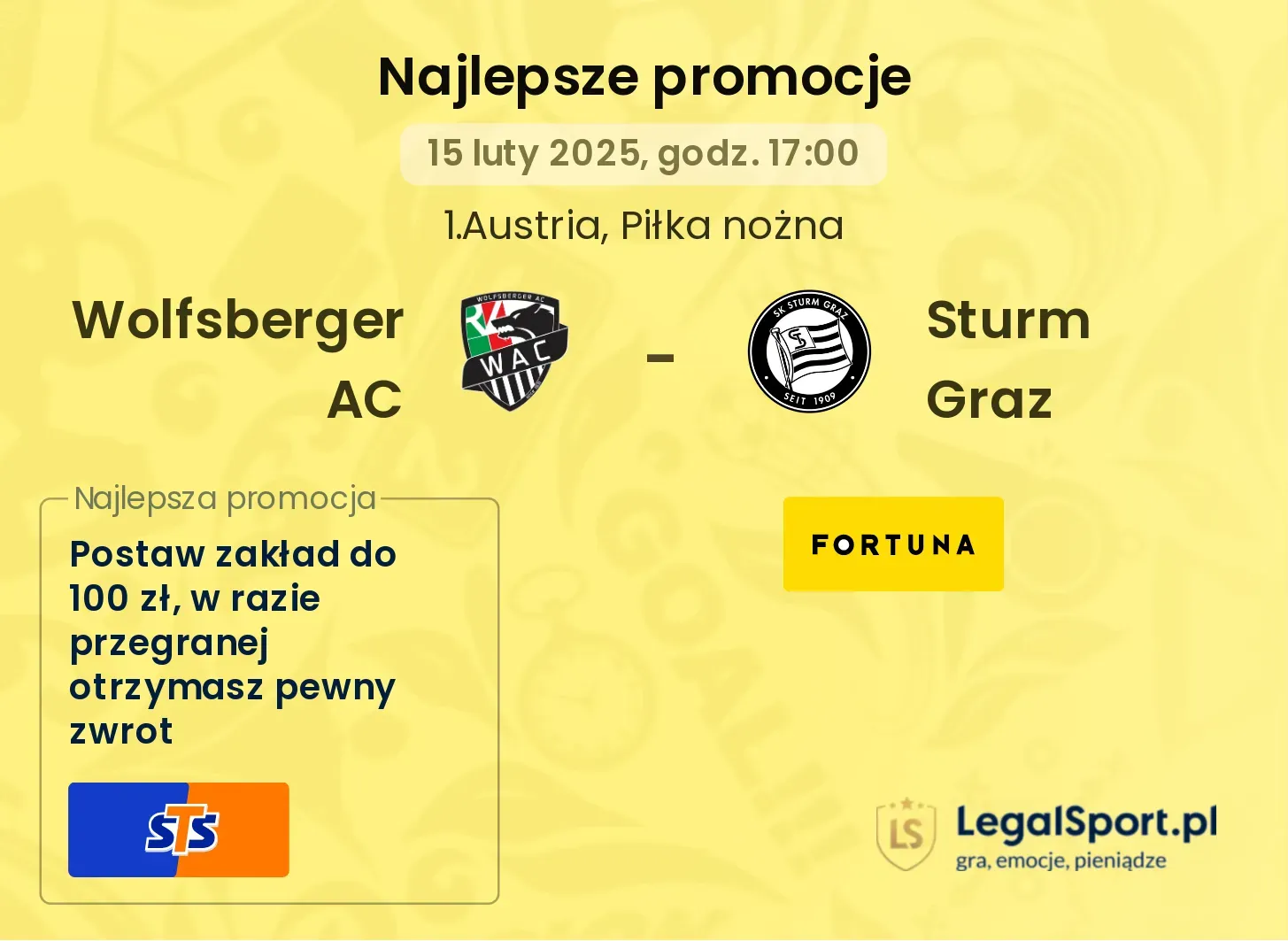 Wolfsberger AC - Sturm Graz promocje u bukmacherów