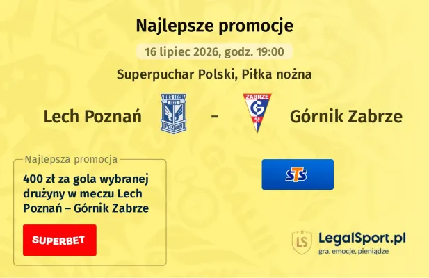 Promocja STS: 400 zł za wytypowanie zwycięzcy meczu Lech Poznań – Górnik Zabrze