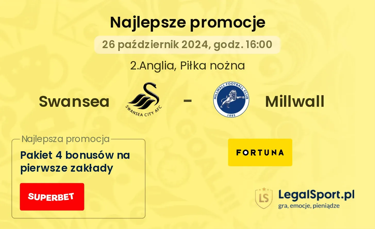 Swansea - Millwall promocje bukmacherskie 26.10, 16:00