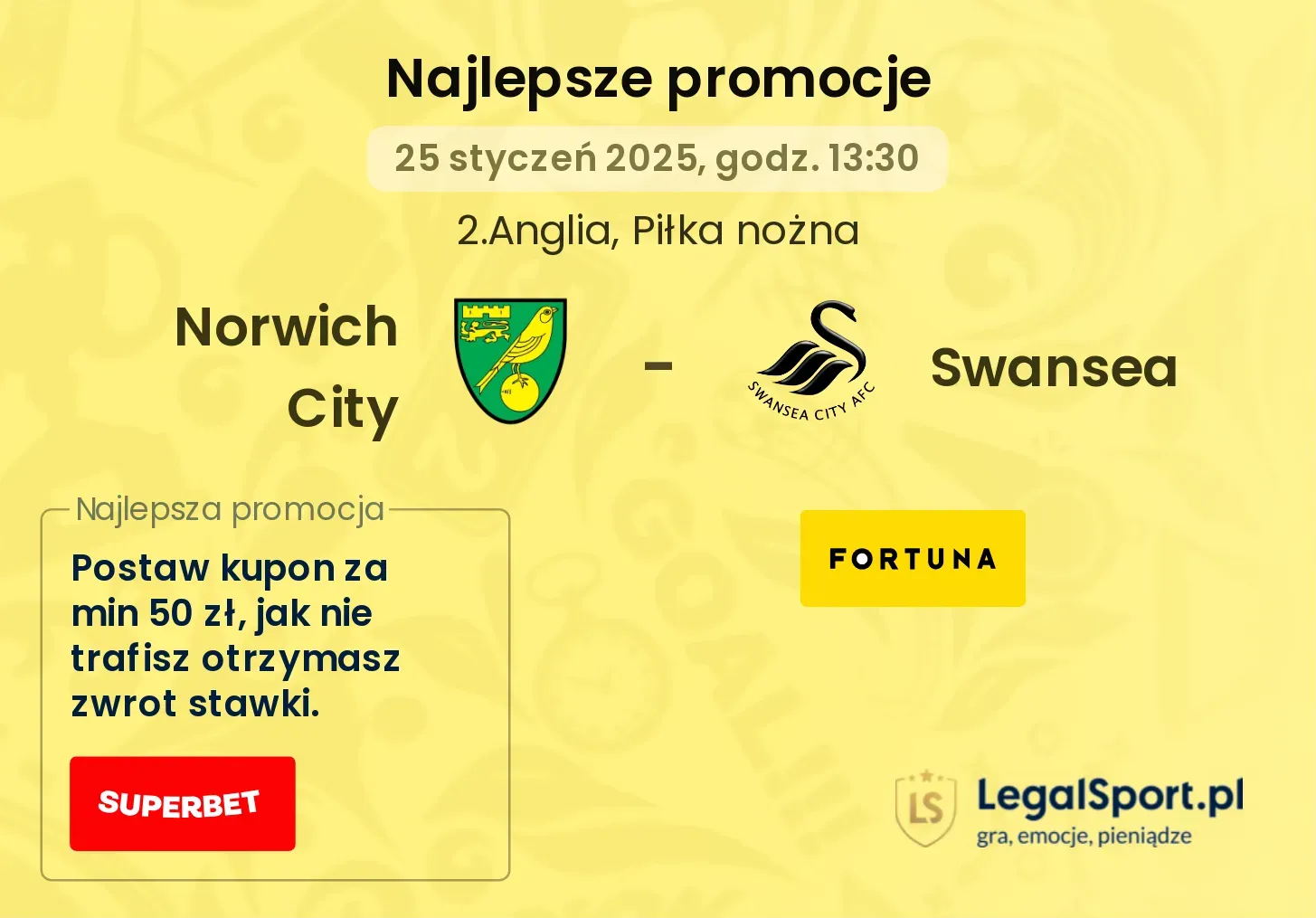 Norwich City - Swansea promocje u bukmacherów