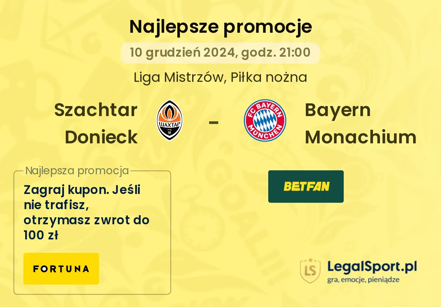 Szachtar Donieck - Bayern Monachium promocje u bukmacherów