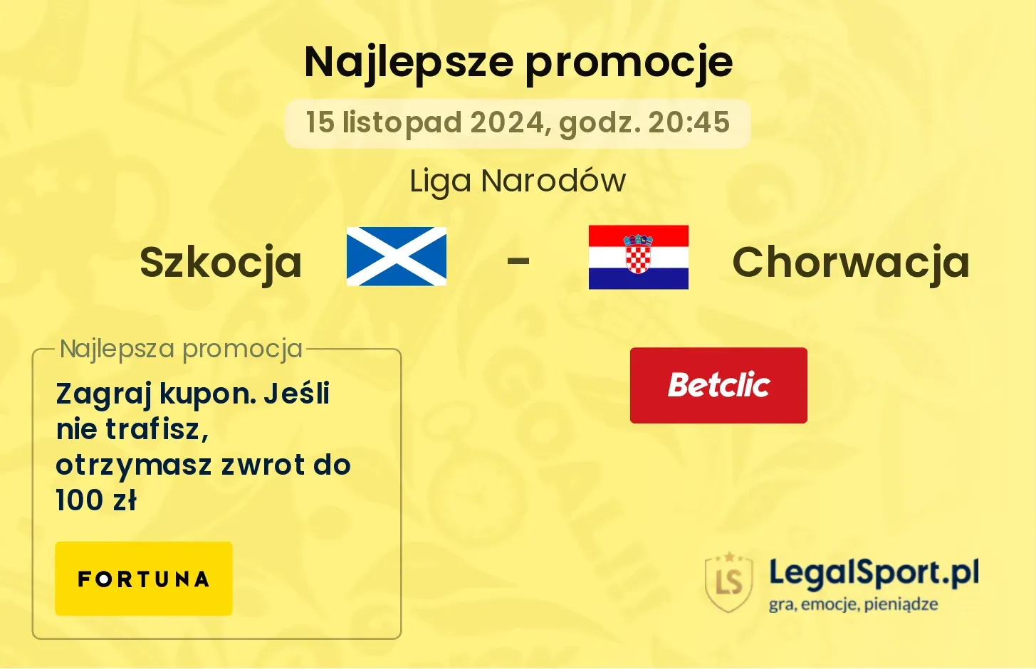 Szkocja - Chorwacja promocje bukmacherskie 15.11, 20:45