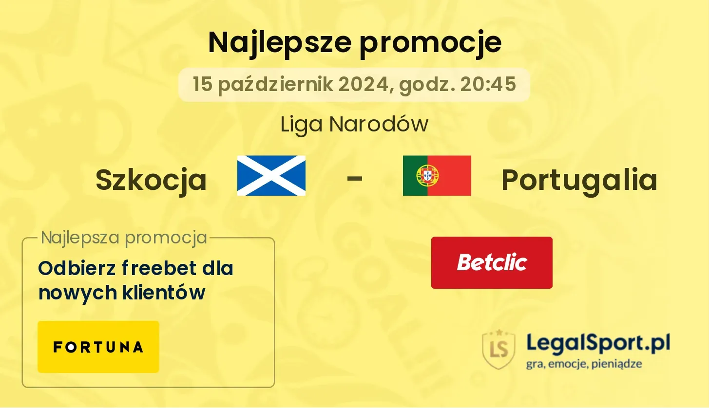 Szkocja - Portugalia promocje u bukmacherów 15.10, 20:45