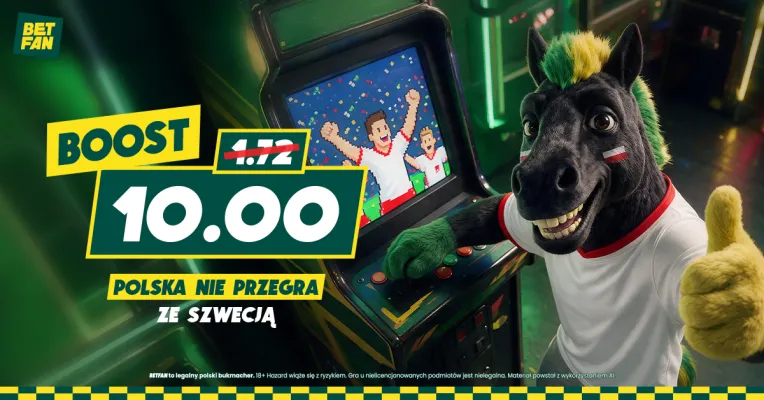 Promocja BETFAN: Kurs 10.00 na wygraną lub remis Polski ze Szwecją