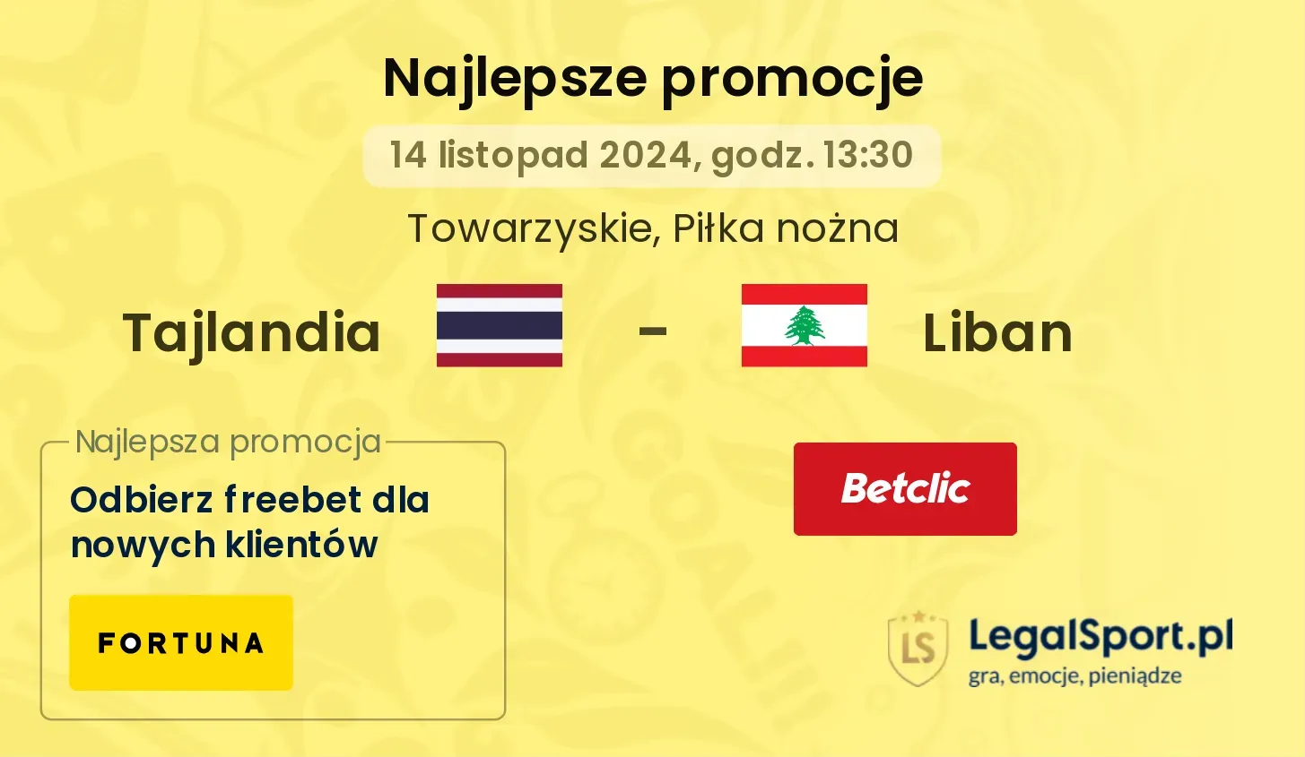 Tajlandia - Liban promocje u bukmacherów 14.11, 13:30
