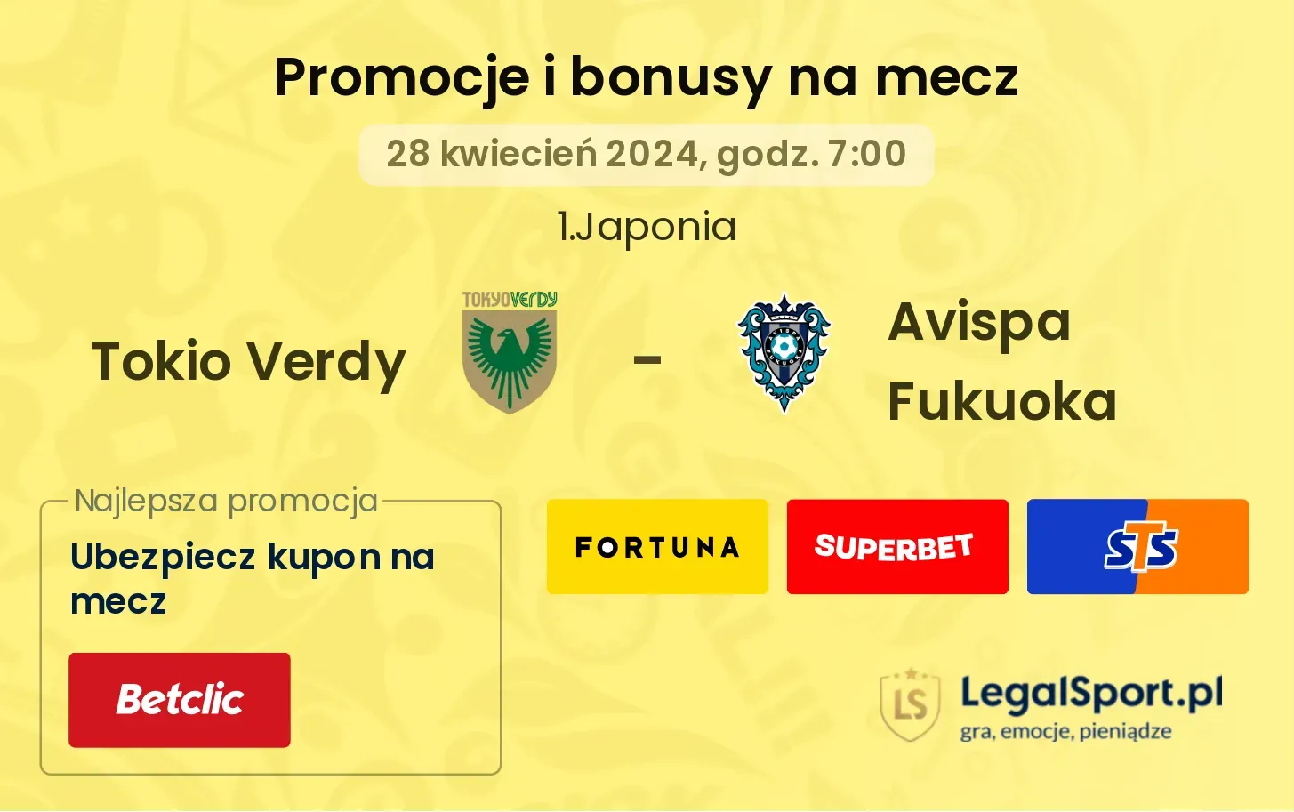 Tokio Verdy - Avispa Fukuoka promocje bonusy na mecz