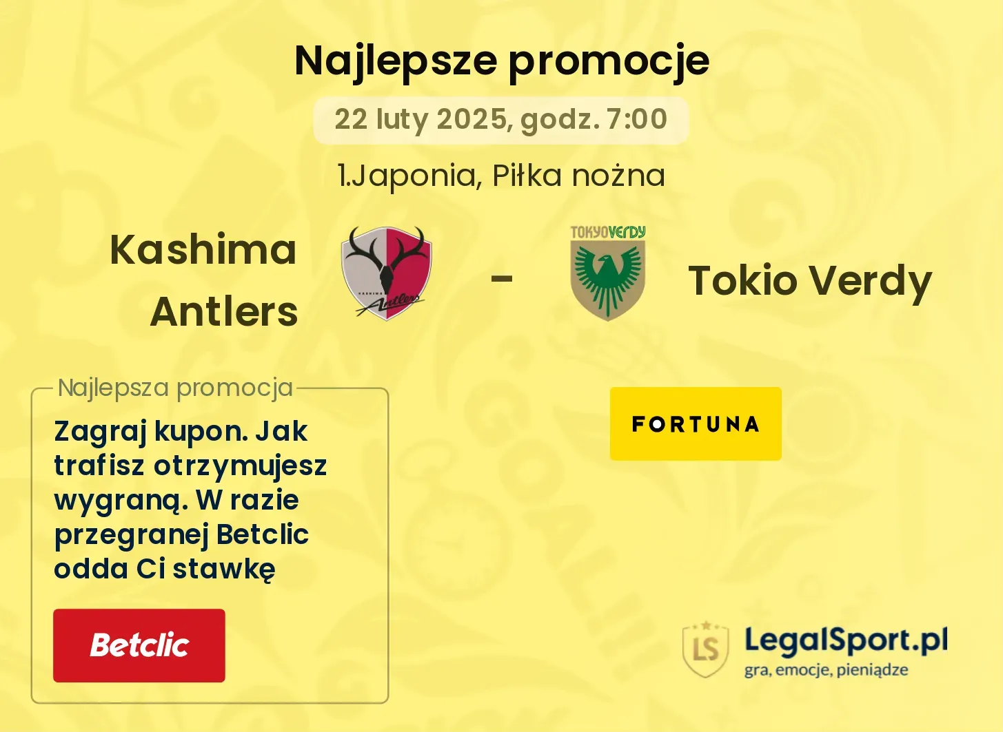 Kashima Antlers - Tokio Verdy promocje u bukmacherów
