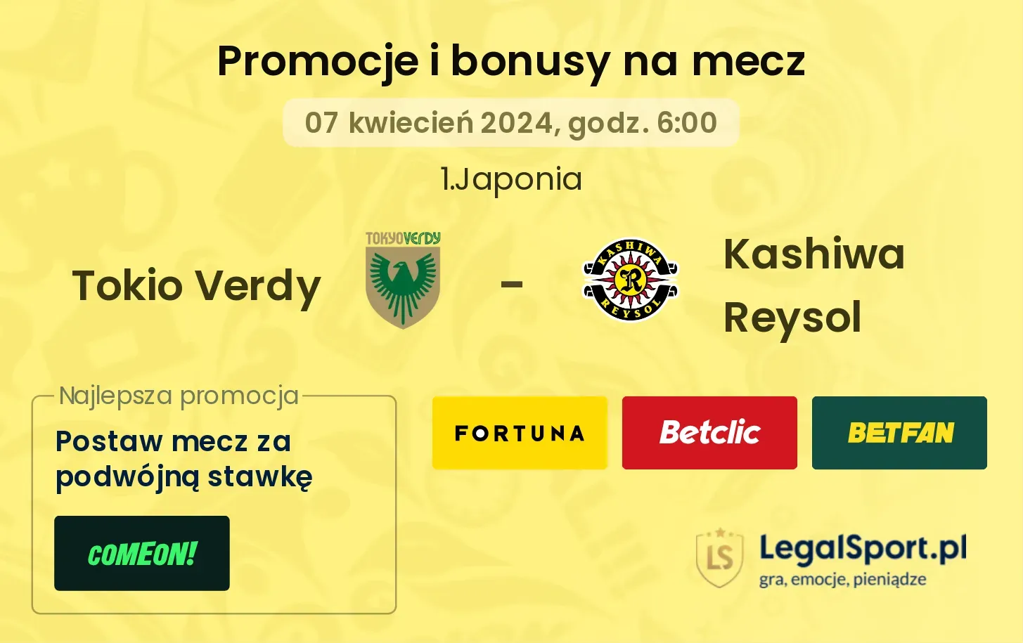 Tokio Verdy - Kashiwa Reysol promocje bonusy na mecz