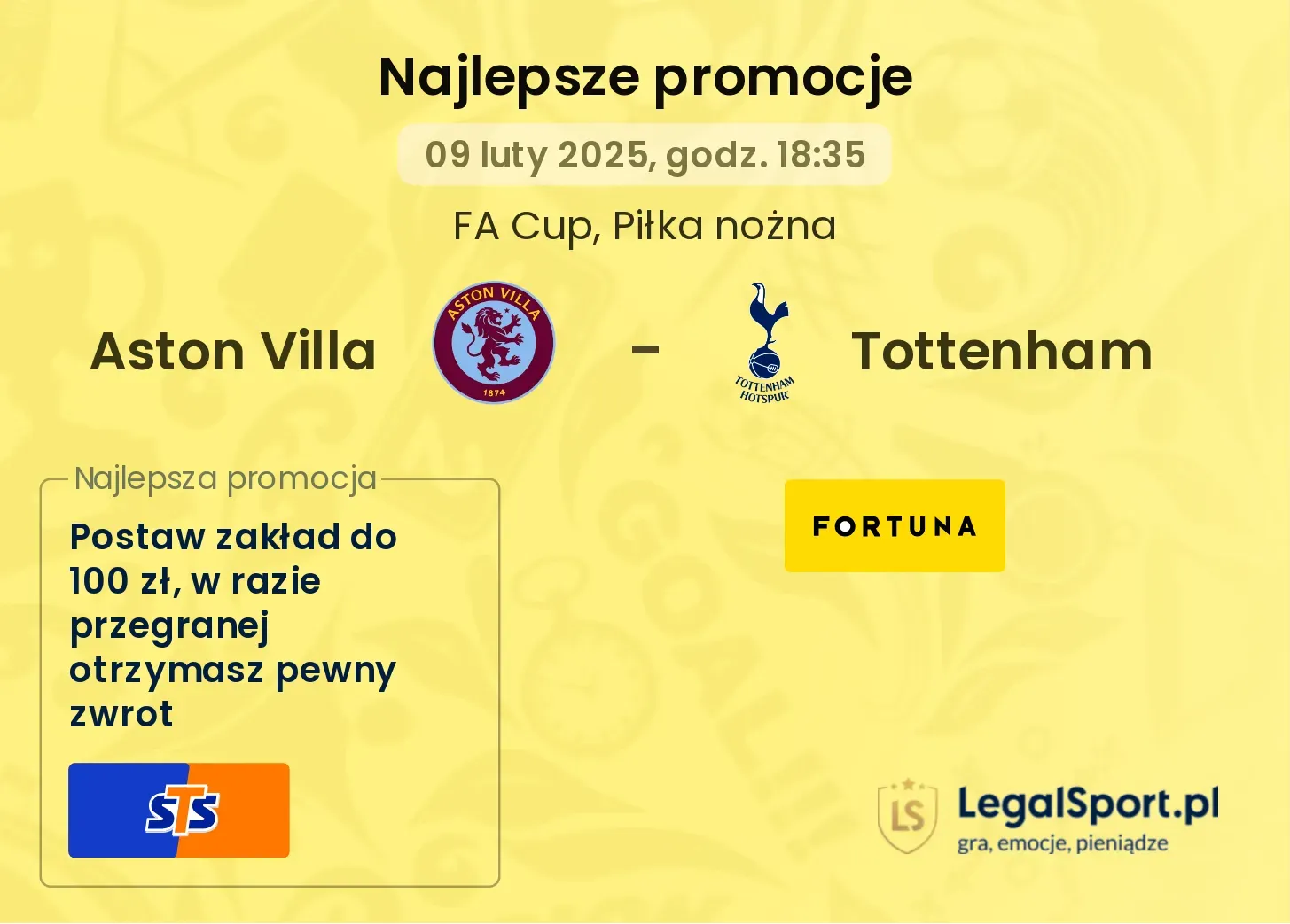 Aston Villa - Tottenham promocje u bukmacherów