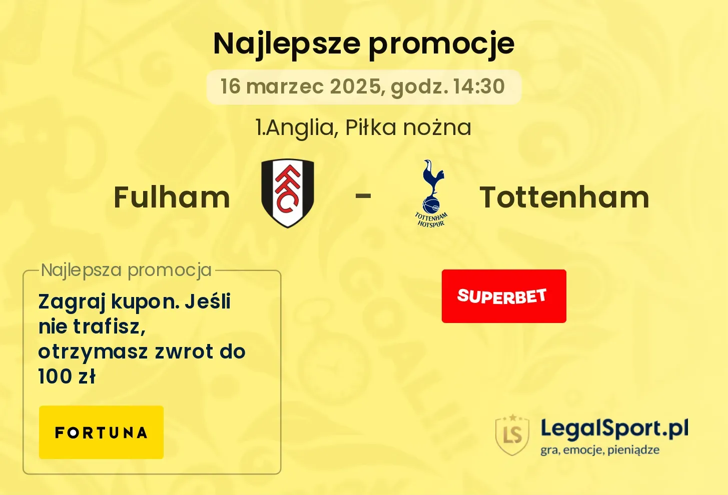Fulham - Tottenham promocje bukmacherskie