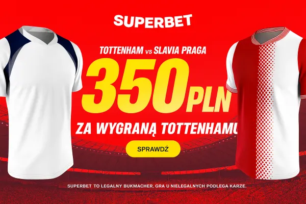 Superbet: Bonus 350 PLN za zwycięstwo Tottenhamu w meczu ze Slavią Praga