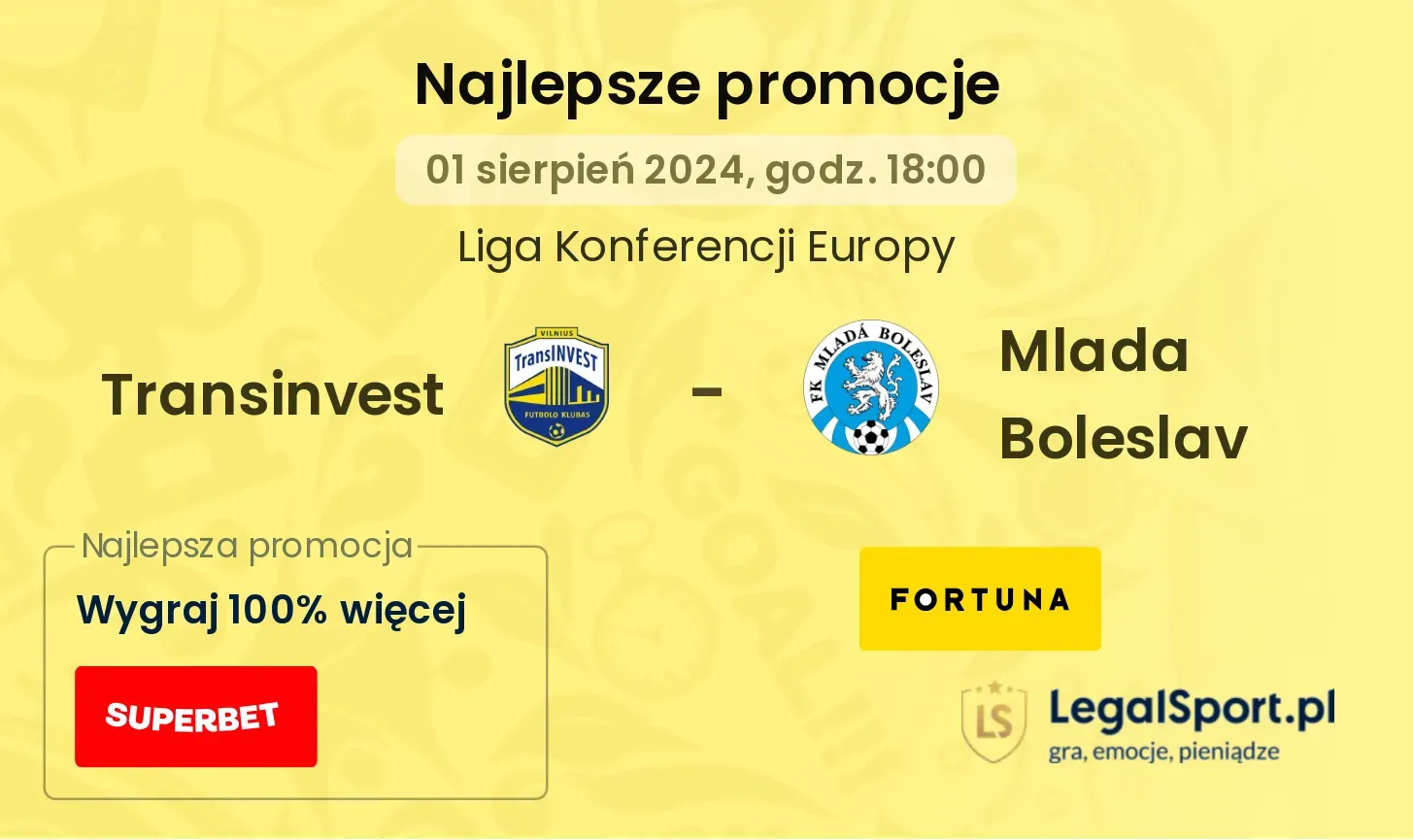 Transinvest - Mlada Boleslav  promocje u bukmacherów (01.08, 18:00)