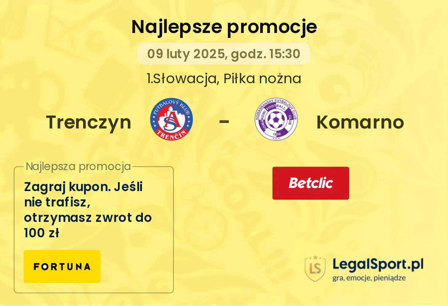 Trenczyn - Komarno promocje u bukmacherów