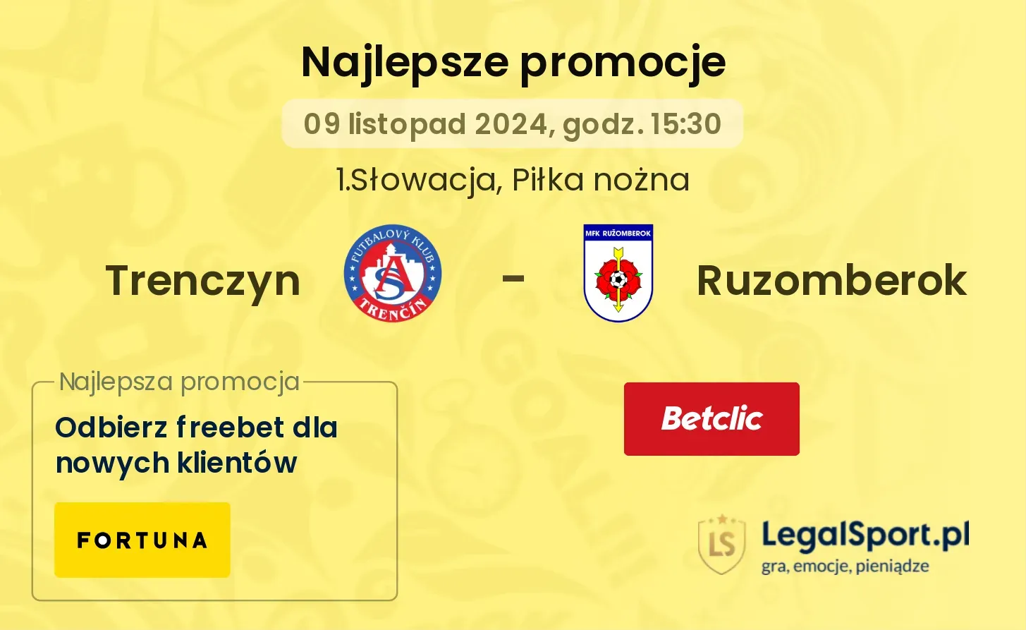 Trenczyn - Ruzomberok promocje bukmacherskie 09.11, 15:30
