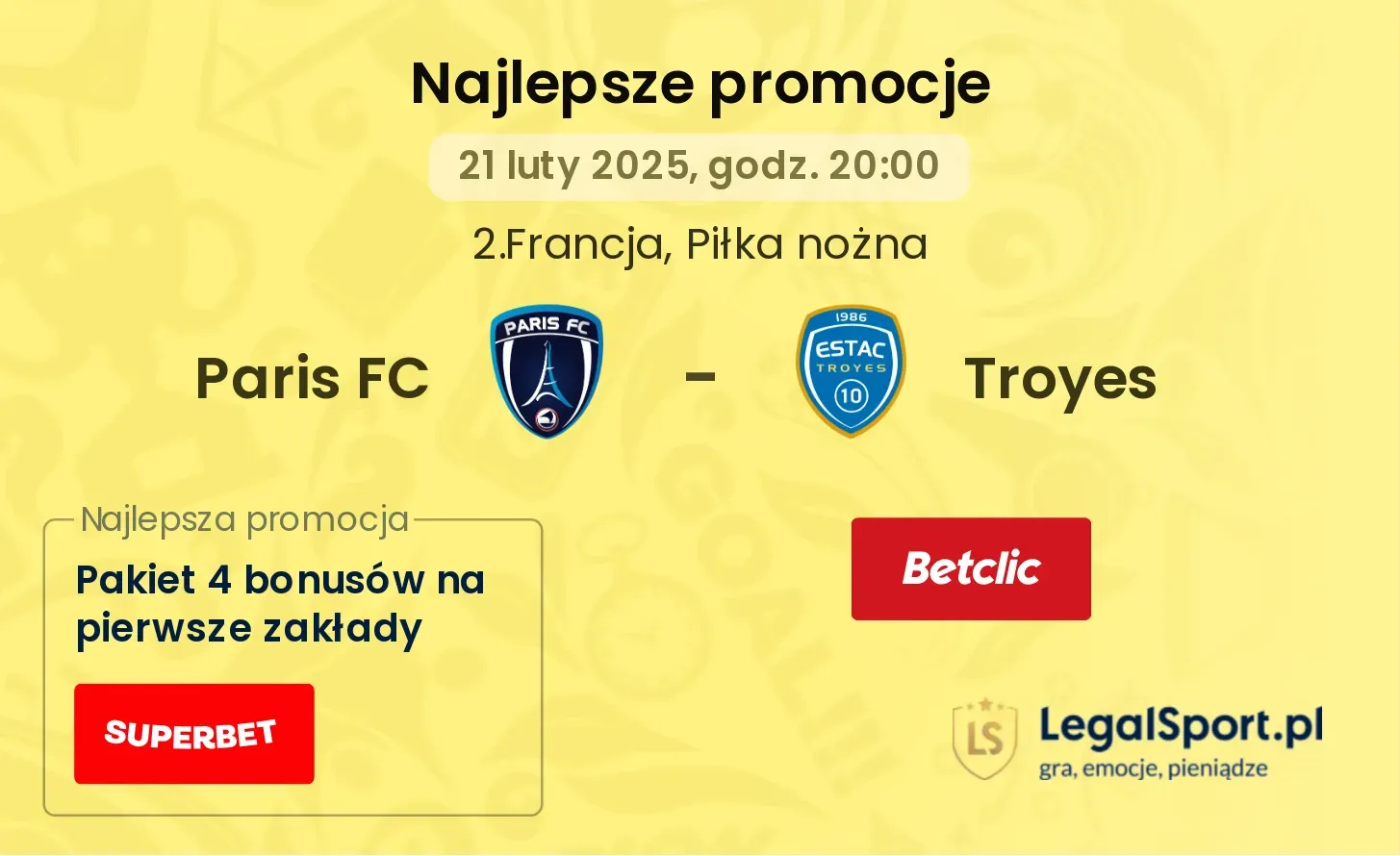 Paris FC - Troyes promocje u bukmacherów