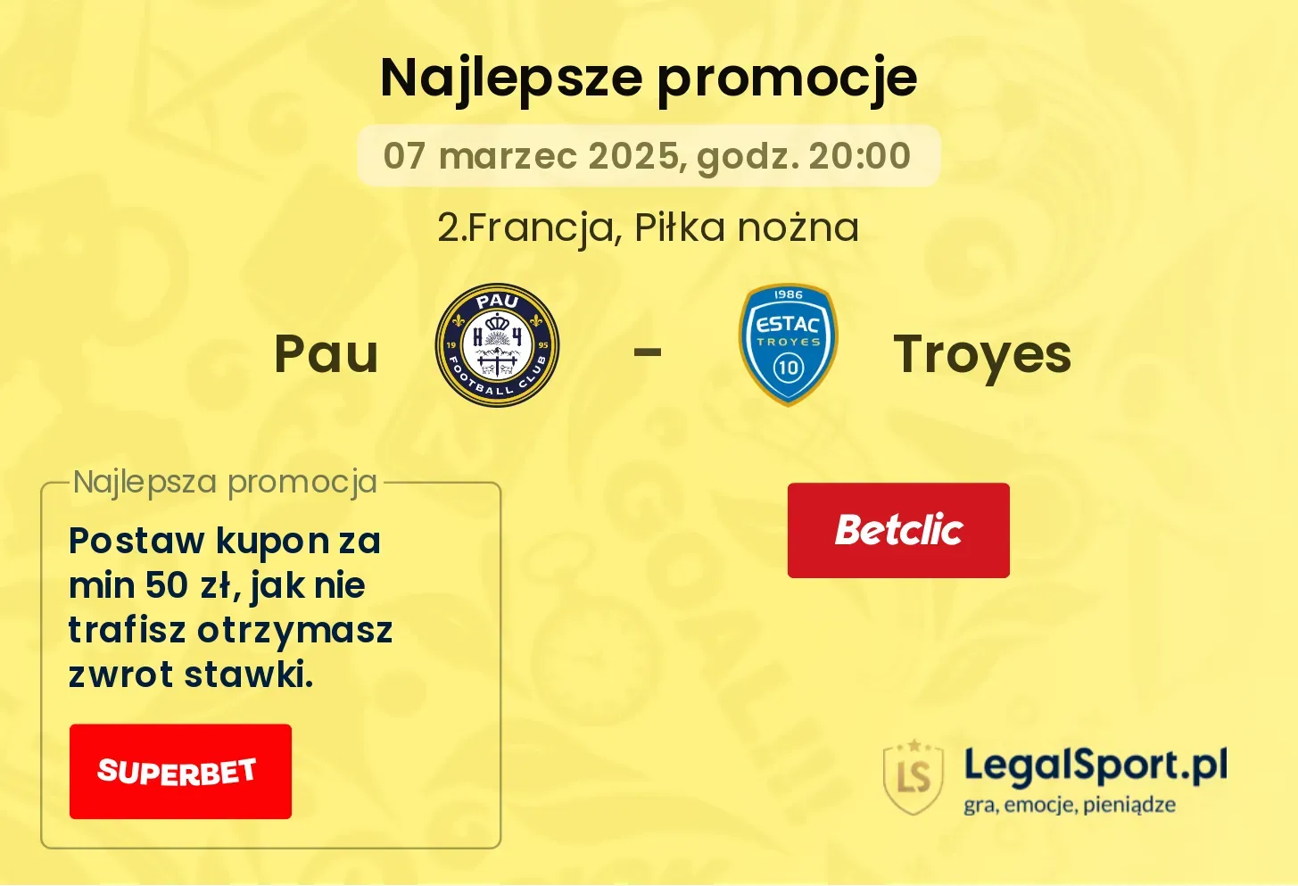 Pau - Troyes promocje u bukmacherów