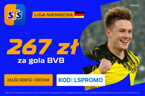 267 zł za wytypowanie drużyny z golem w meczu Hoffenheim - Borussia Dortmund od STS