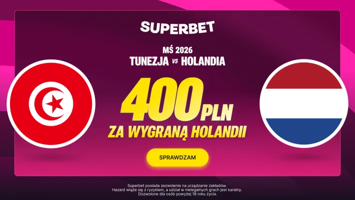Superbet: Bonus 400 PLN za wygraną Holandii w meczu z Tunezją