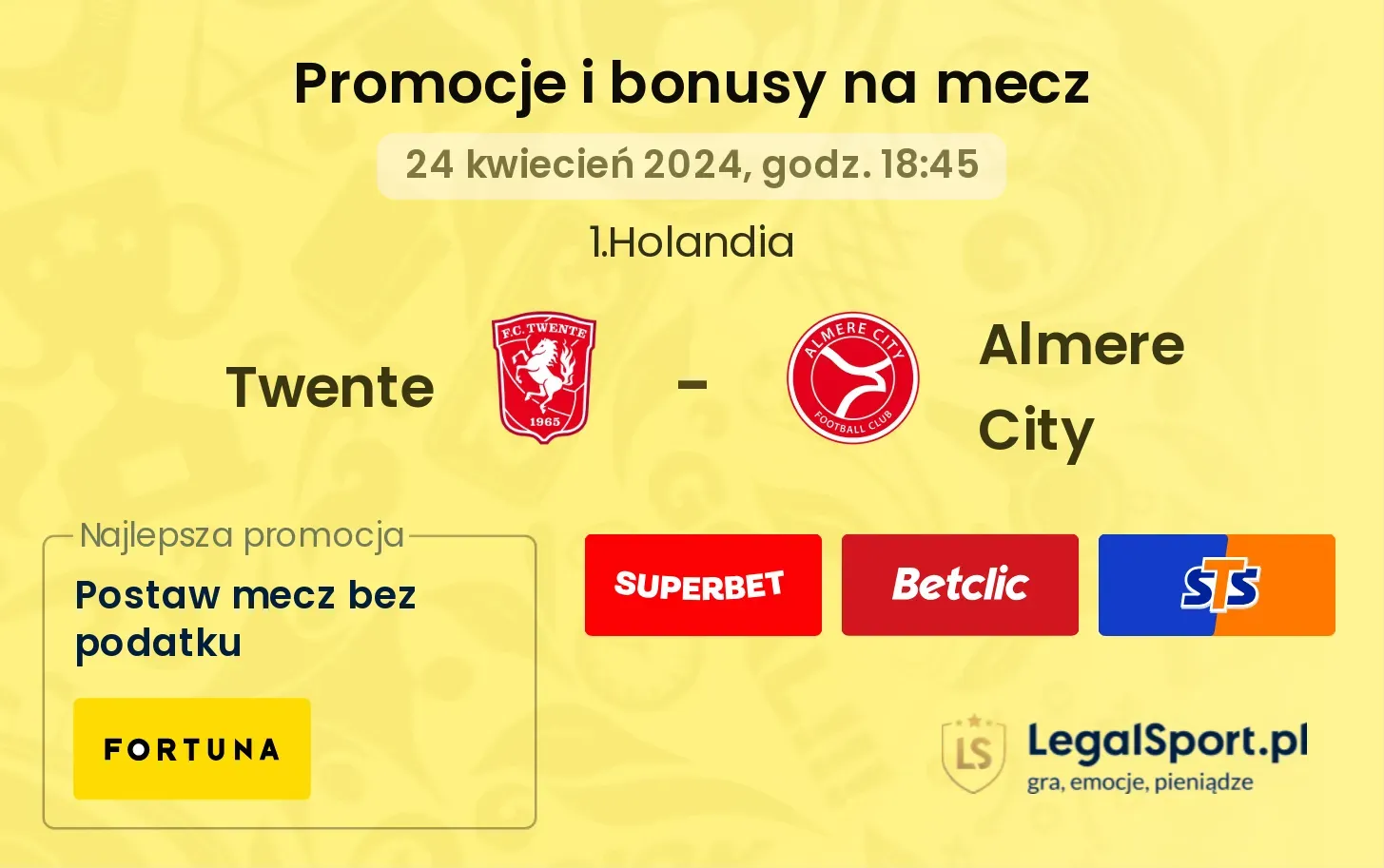 Twente - Almere City promocje bonusy na mecz