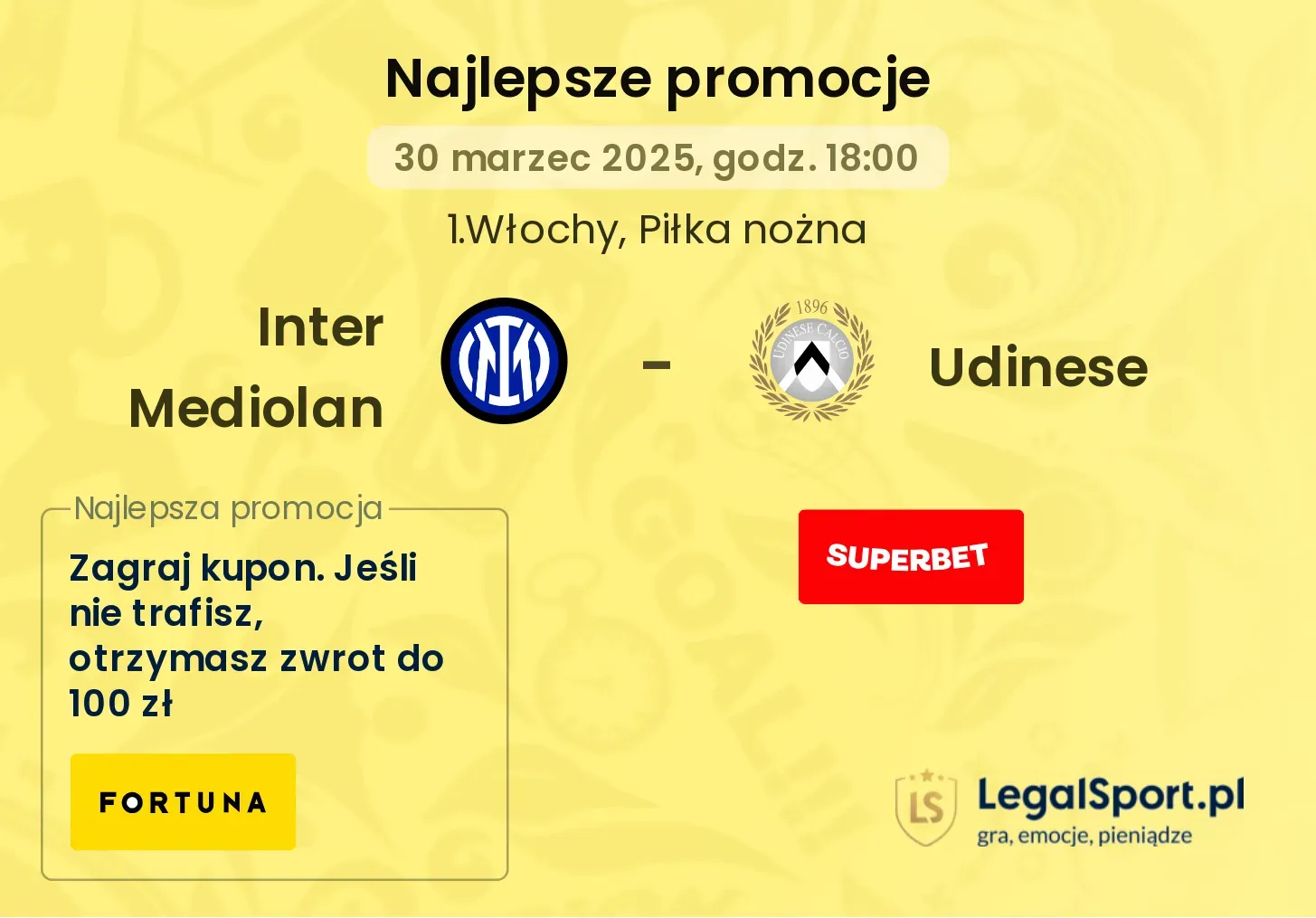 100 zł za 1 zł w LV BET jeśli Inter pokona Udinese