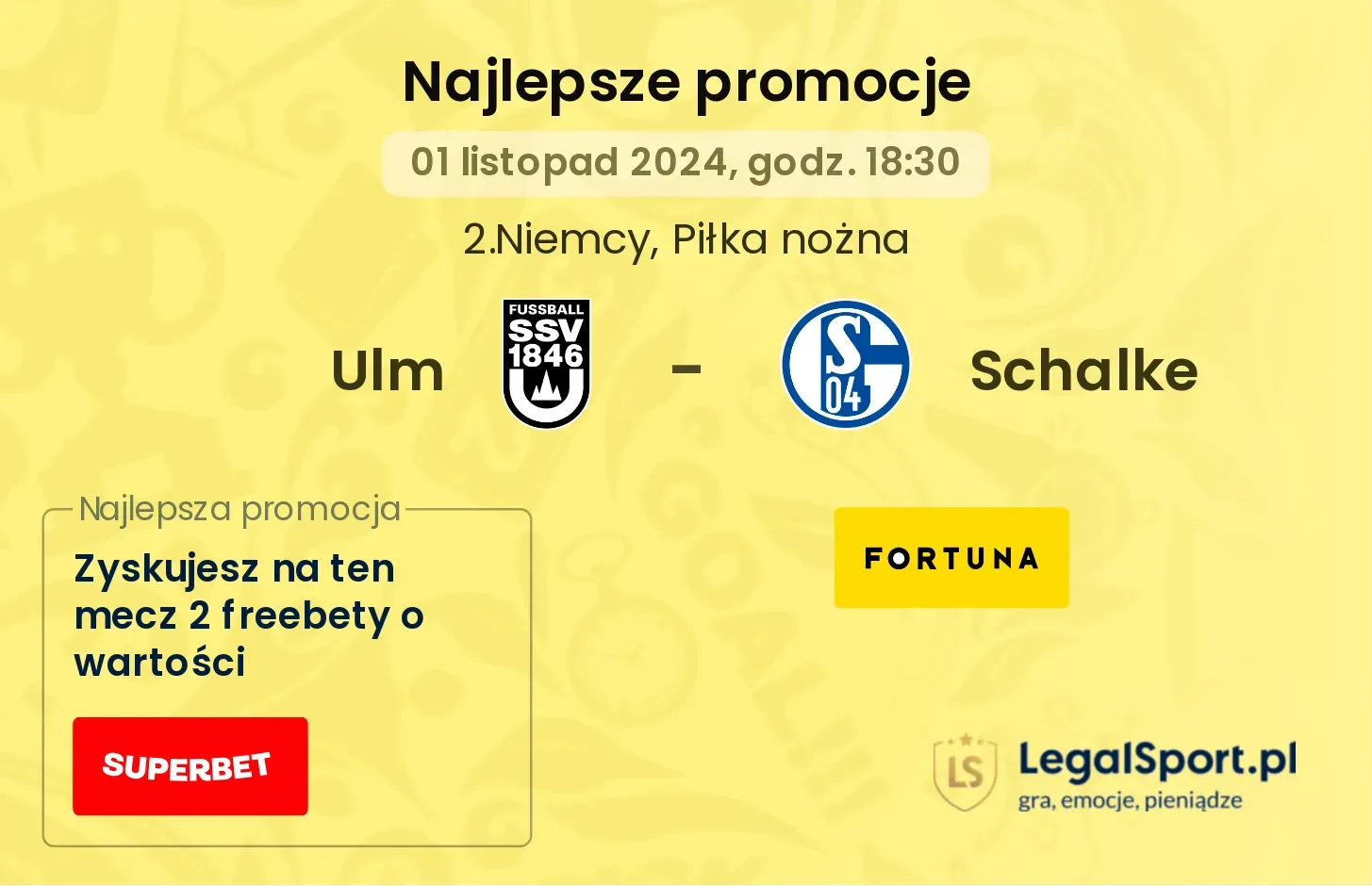 Ulm - Schalke promocje u bukmacherów 01.11, 18:30
