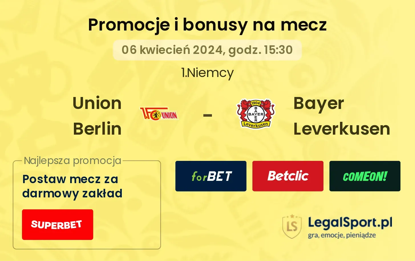 Union Berlin - Bayer Leverkusen promocje bonusy na mecz