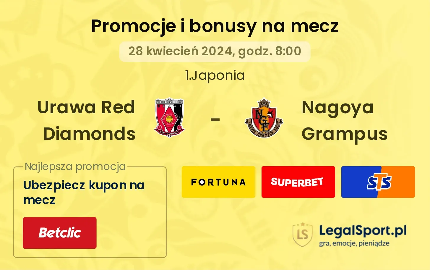 Urawa Red Diamonds - Nagoya Grampus promocje bonusy na mecz