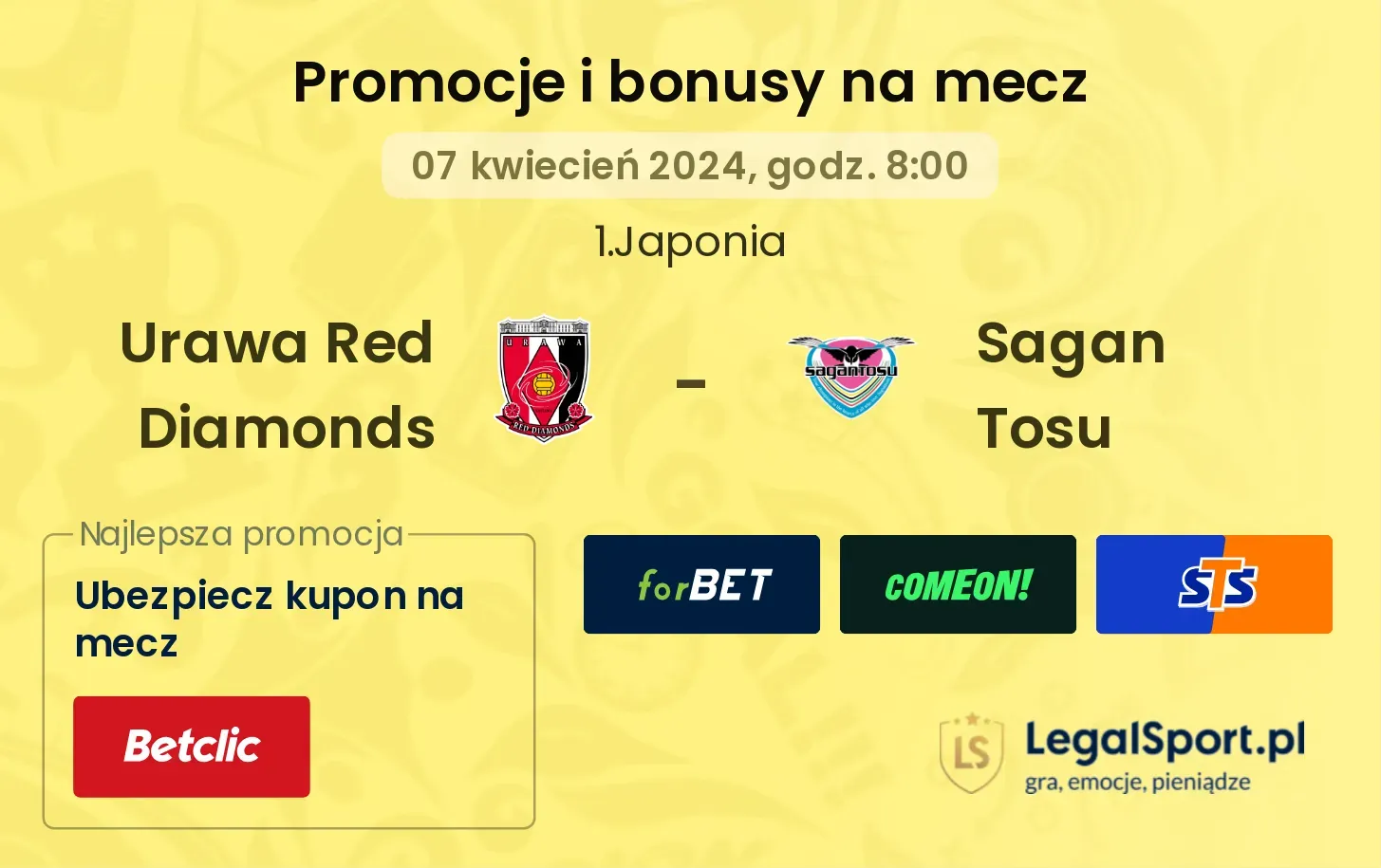 Urawa Red Diamonds - Sagan Tosu promocje bonusy na mecz