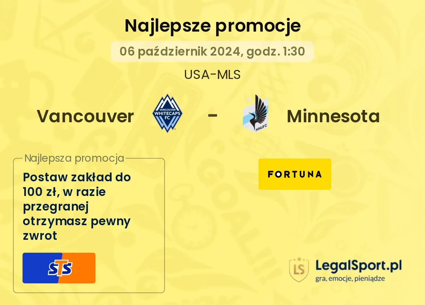 Vancouver - Minnesota promocje u bukmacherów 06.10, 01:30