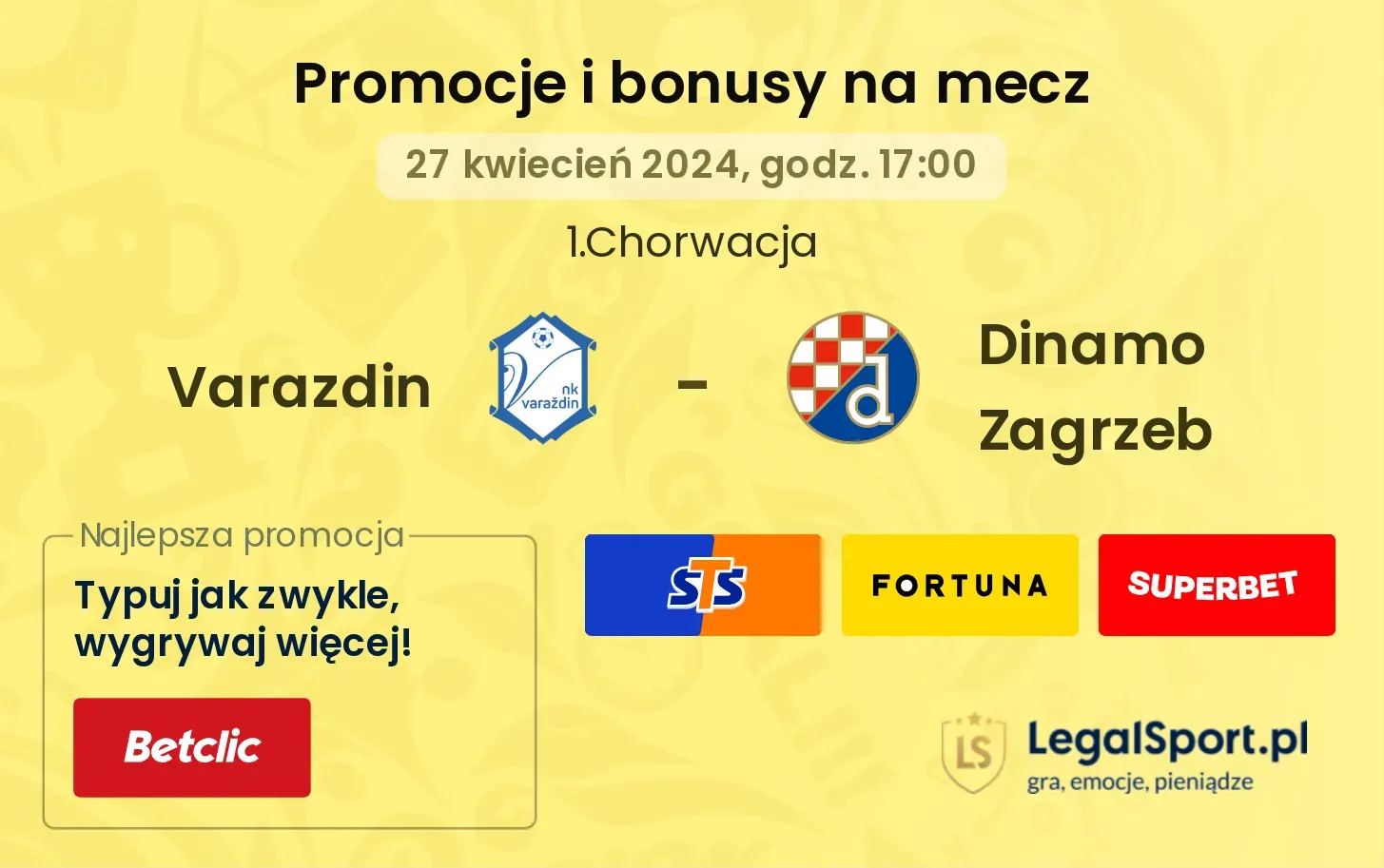 Varazdin - Dinamo Zagrzeb promocje bonusy na mecz
