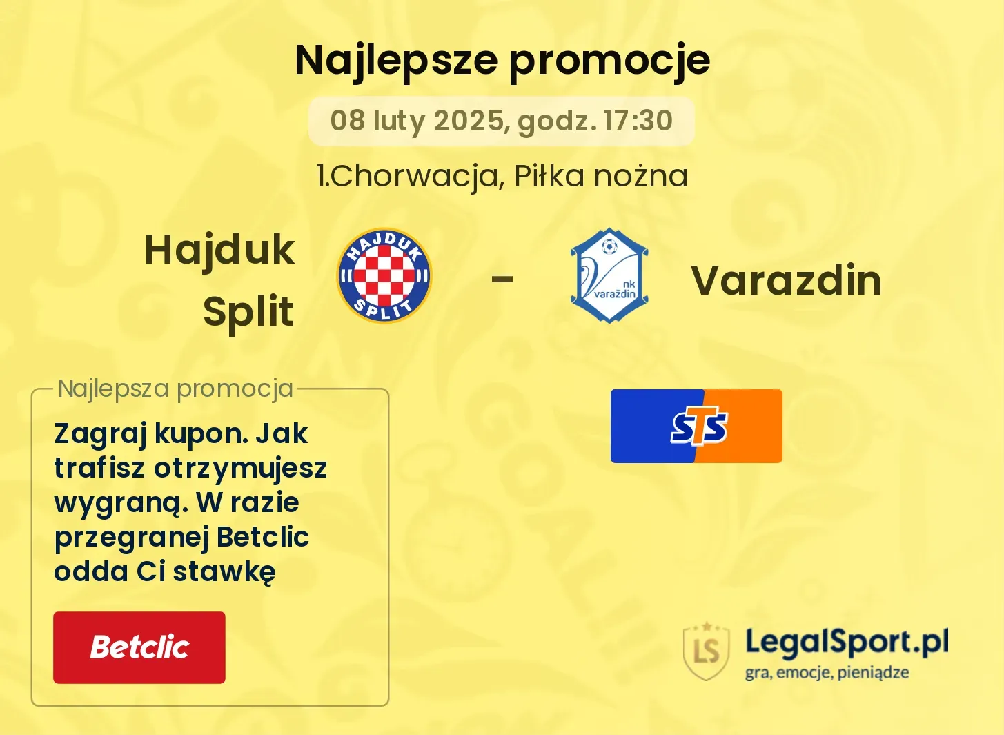 Hajduk Split - Varazdin promocje u bukmacherów