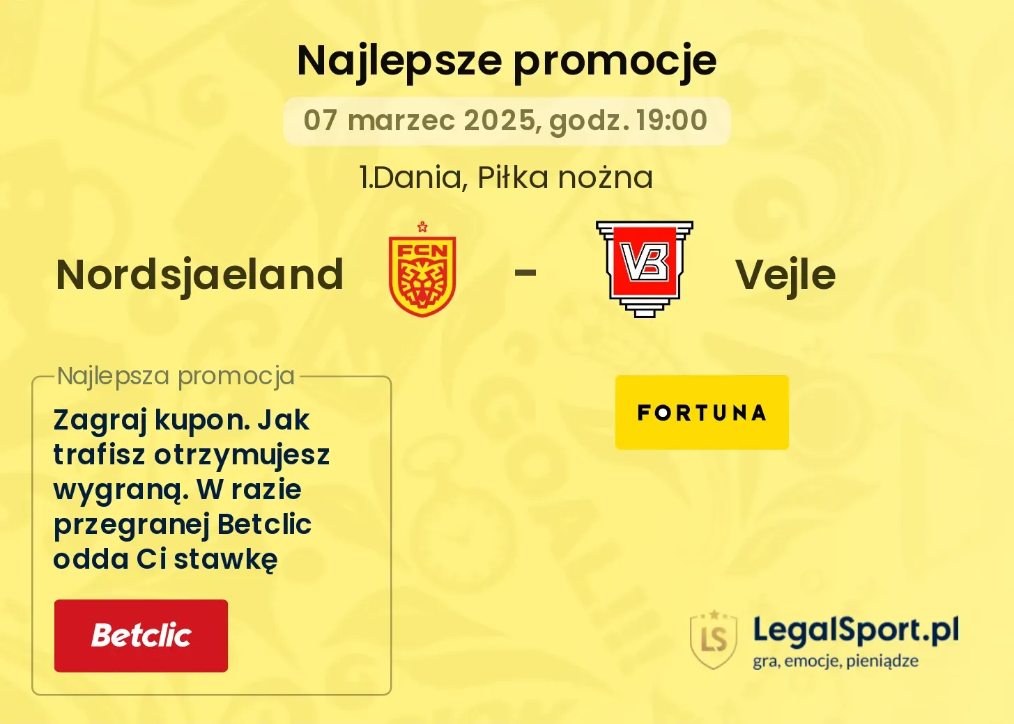 Nordsjaeland - Vejle promocje u bukmacherów