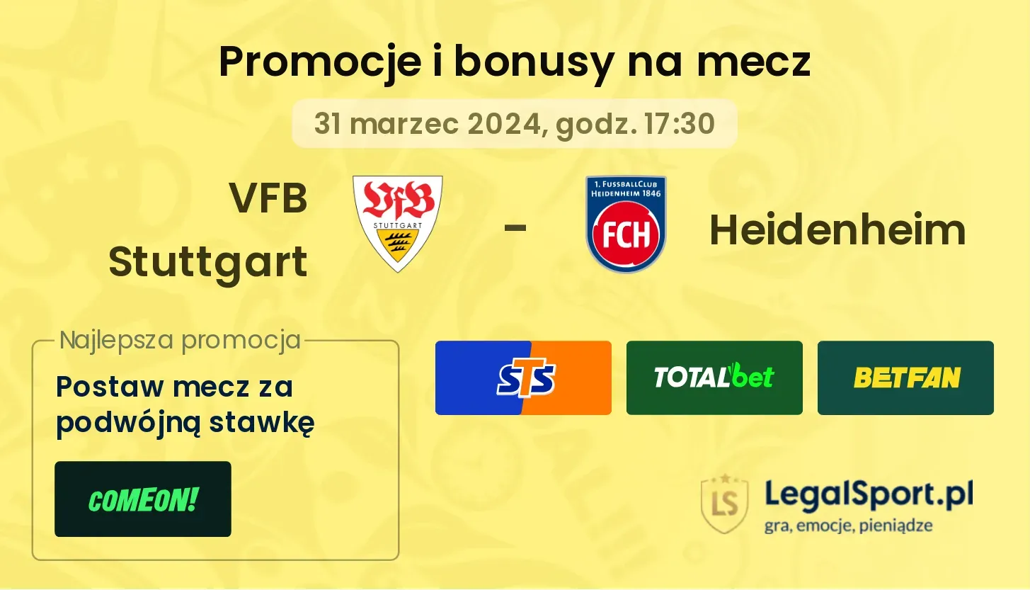 VFB Stuttgart - Heidenheim promocje bonusy na mecz