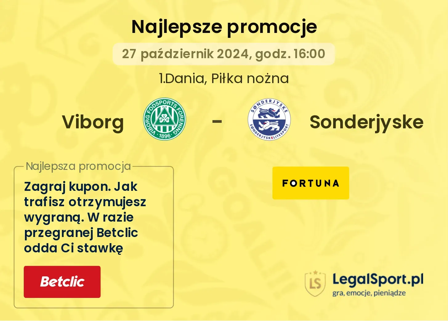 Viborg - Sonderjyske promocje bukmacherskie 27.10, 16:00