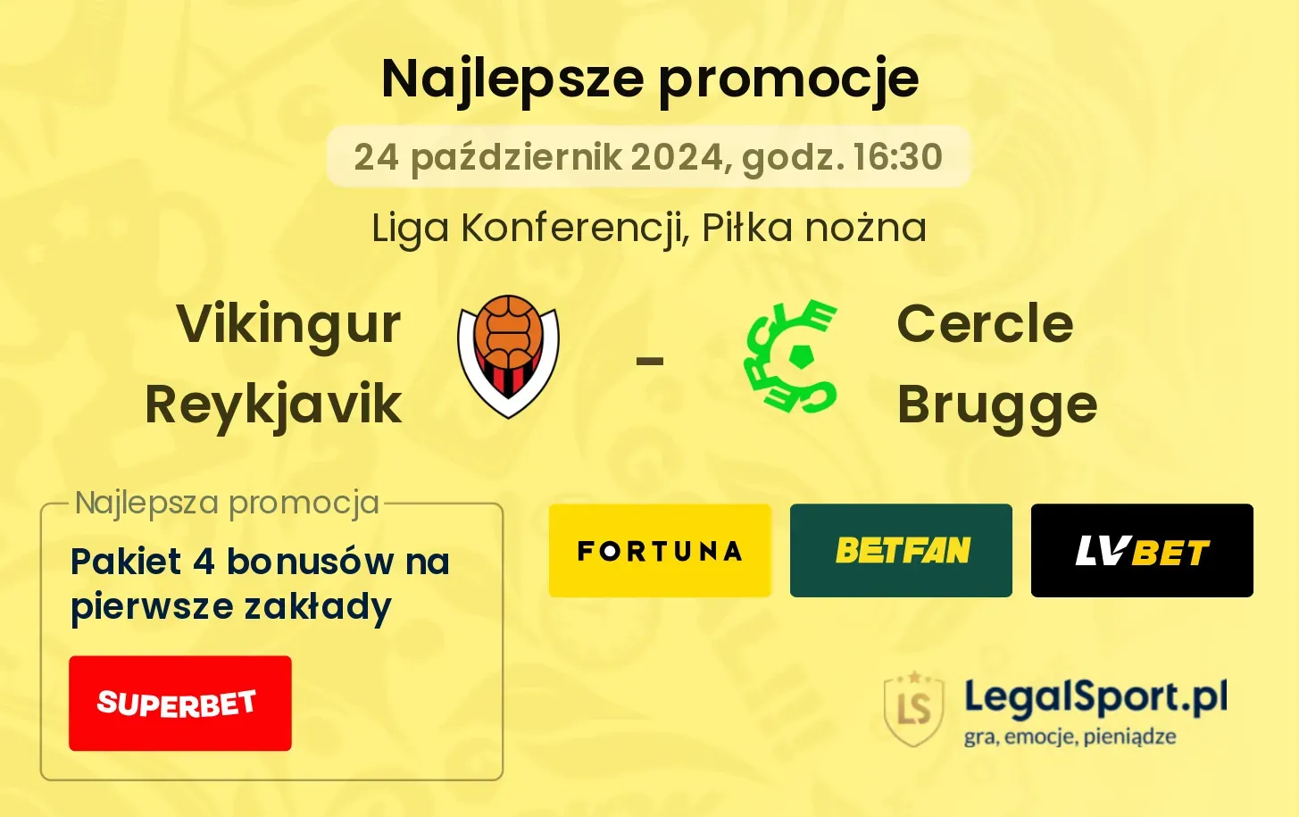 Vikingur Reykjavik - Cercle Brugge promocje bukmacherskie 24.10, 16:30