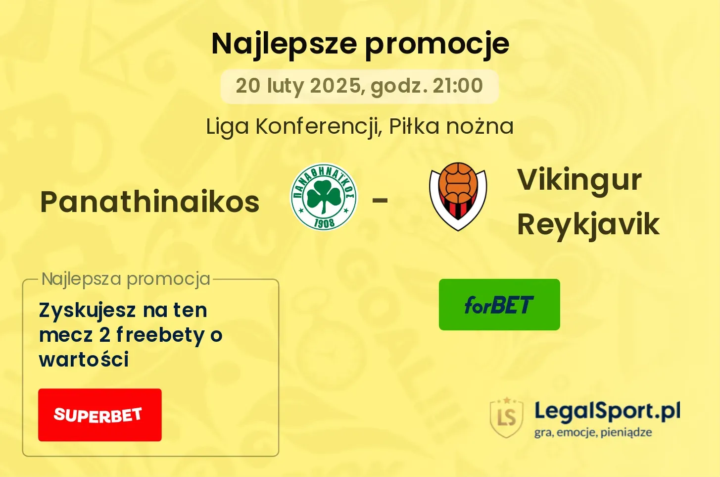 Panathinaikos - Vikingur Reykjavik promocje u bukmacherów