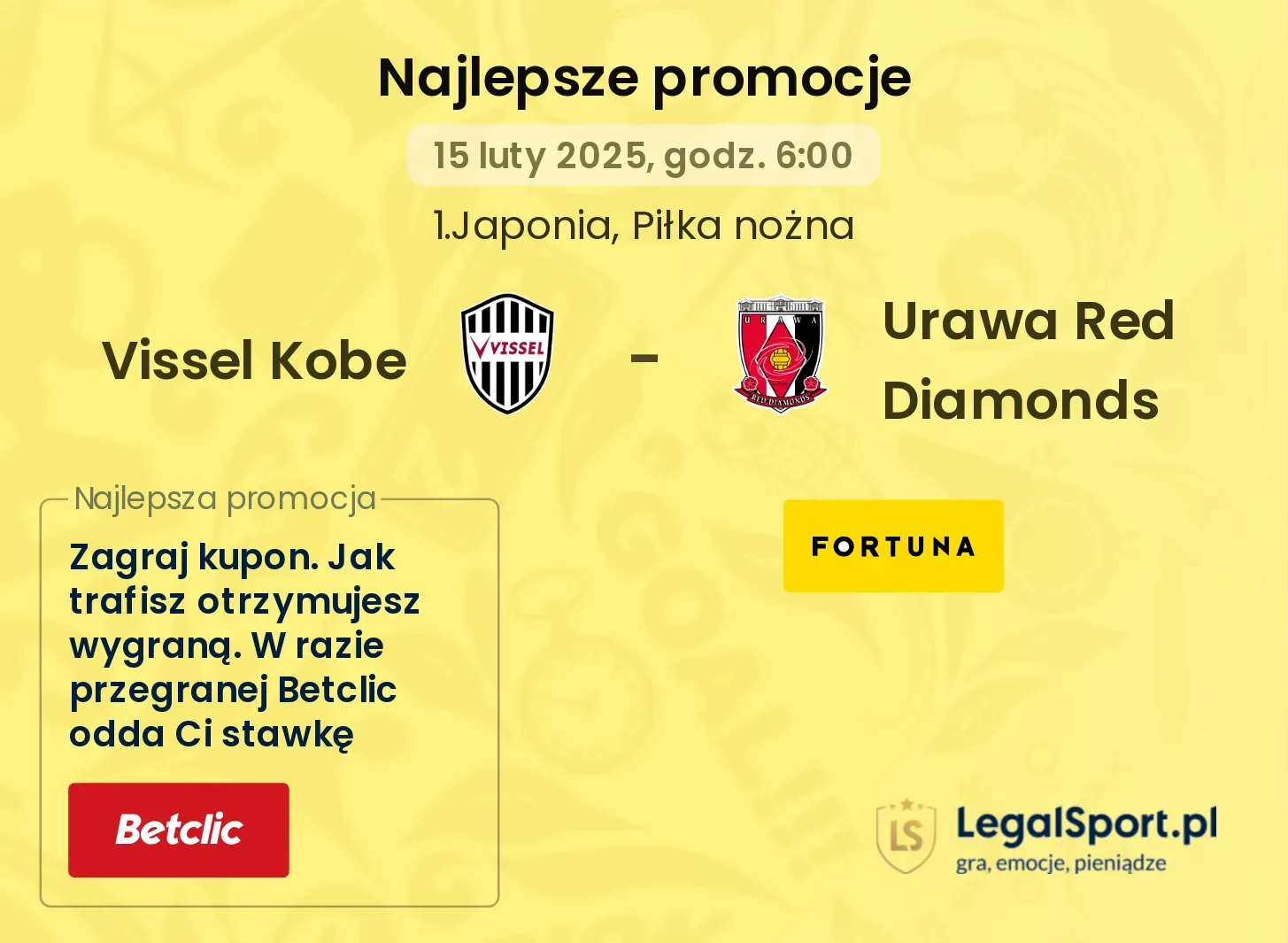 Vissel Kobe - Urawa Red Diamonds promocje bukmacherskie