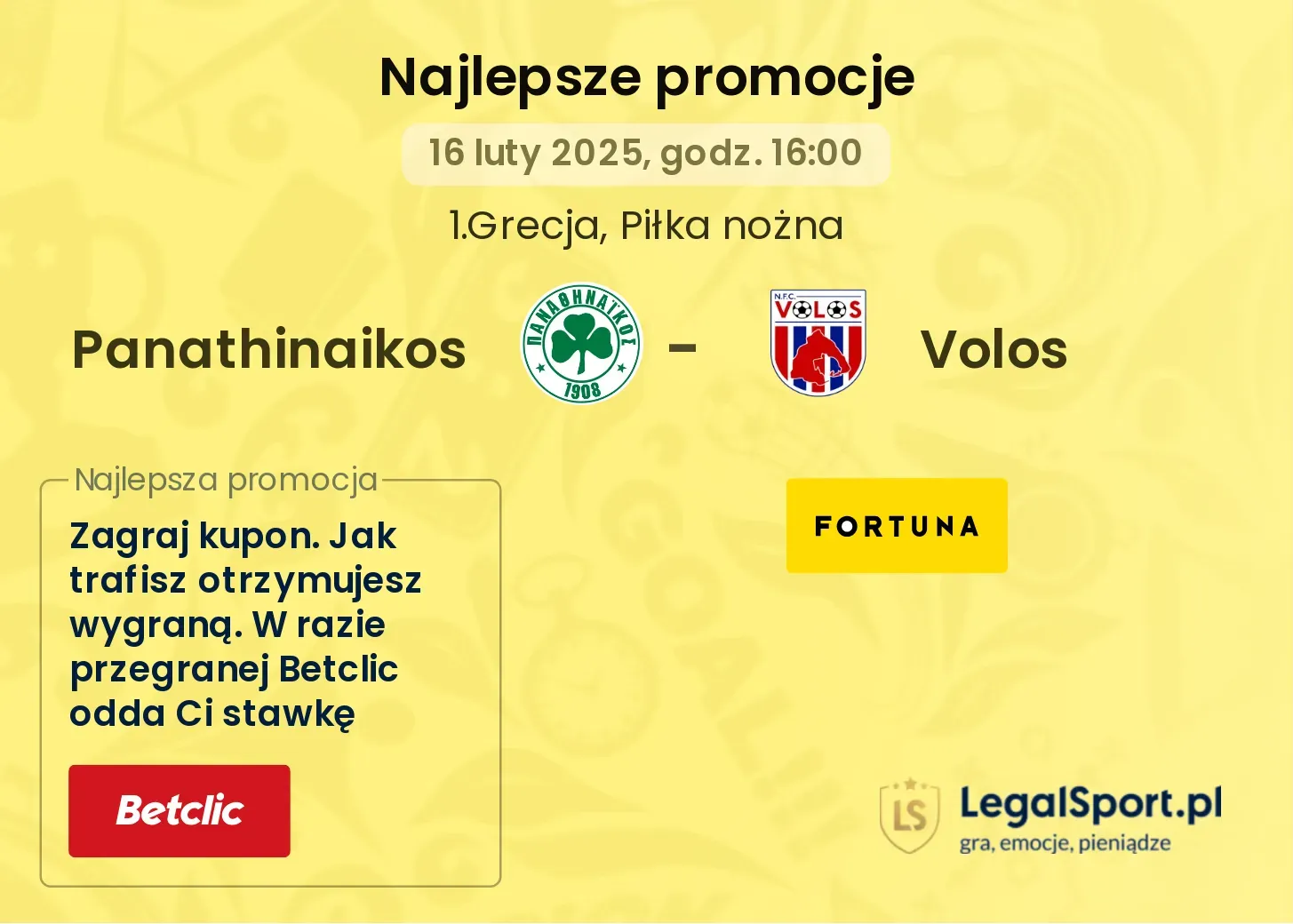 Panathinaikos - Volos promocje u bukmacherów