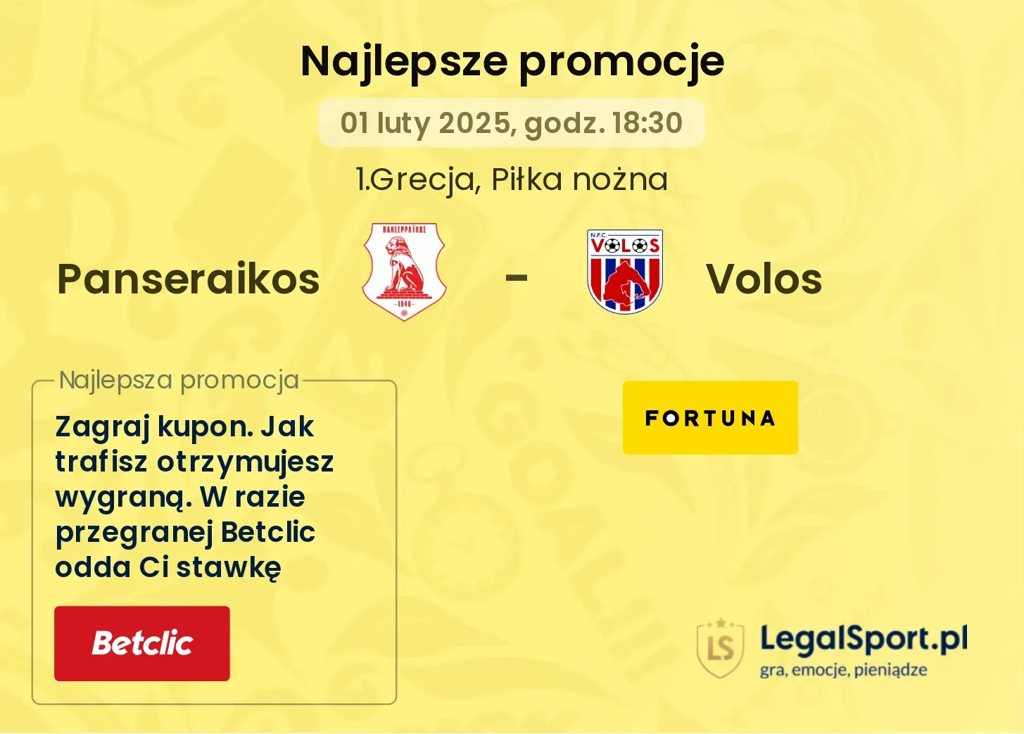 Panseraikos - Volos promocje u bukmacherów
