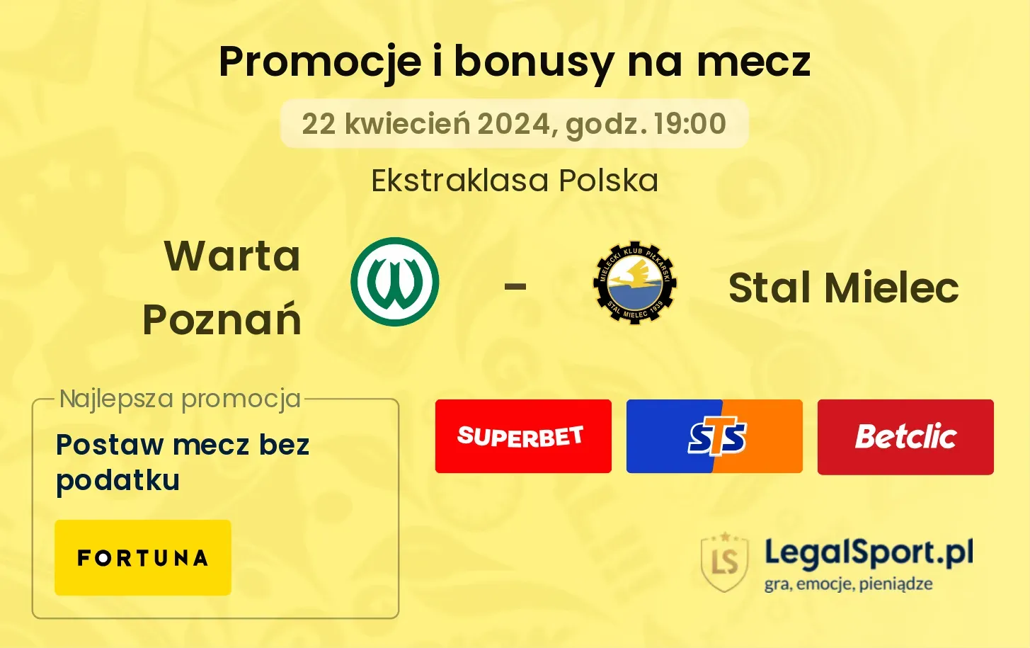 Warta Poznań - Stal Mielec promocje bonusy na mecz