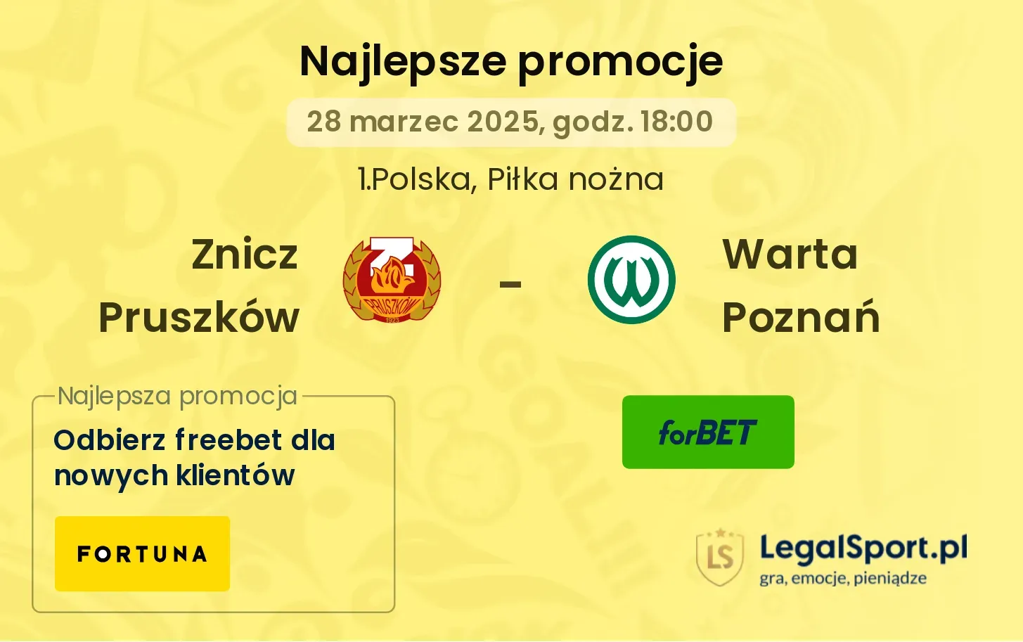 Znicz Pruszków - Warta Poznań promocje bukmacherskie