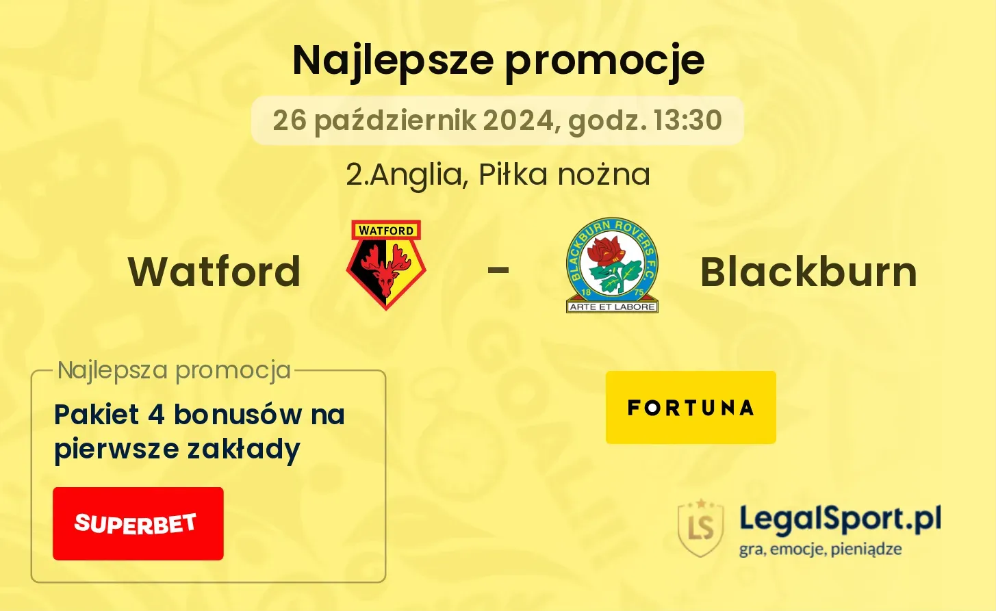 Watford - Blackburn promocje bukmacherskie 26.10, 13:30