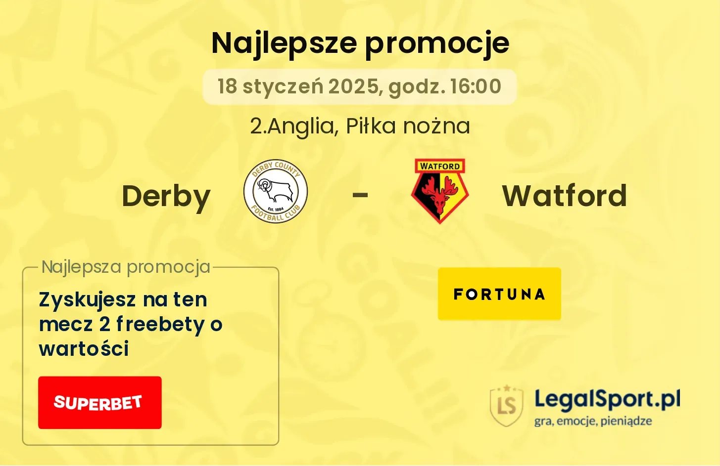 Derby - Watford promocje u bukmacherów