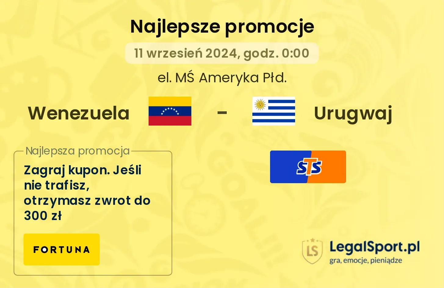 Wenezuela - Urugwaj promocje bukmacherskie 11.09, 00:00