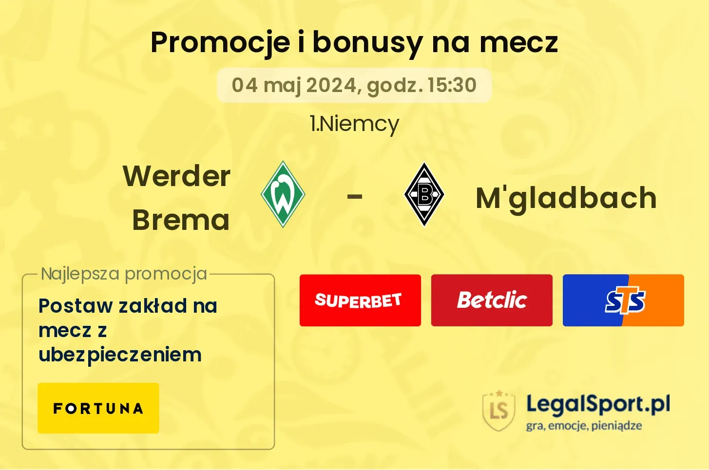 Werder Brema - M'gladbach promocje bonusy na mecz