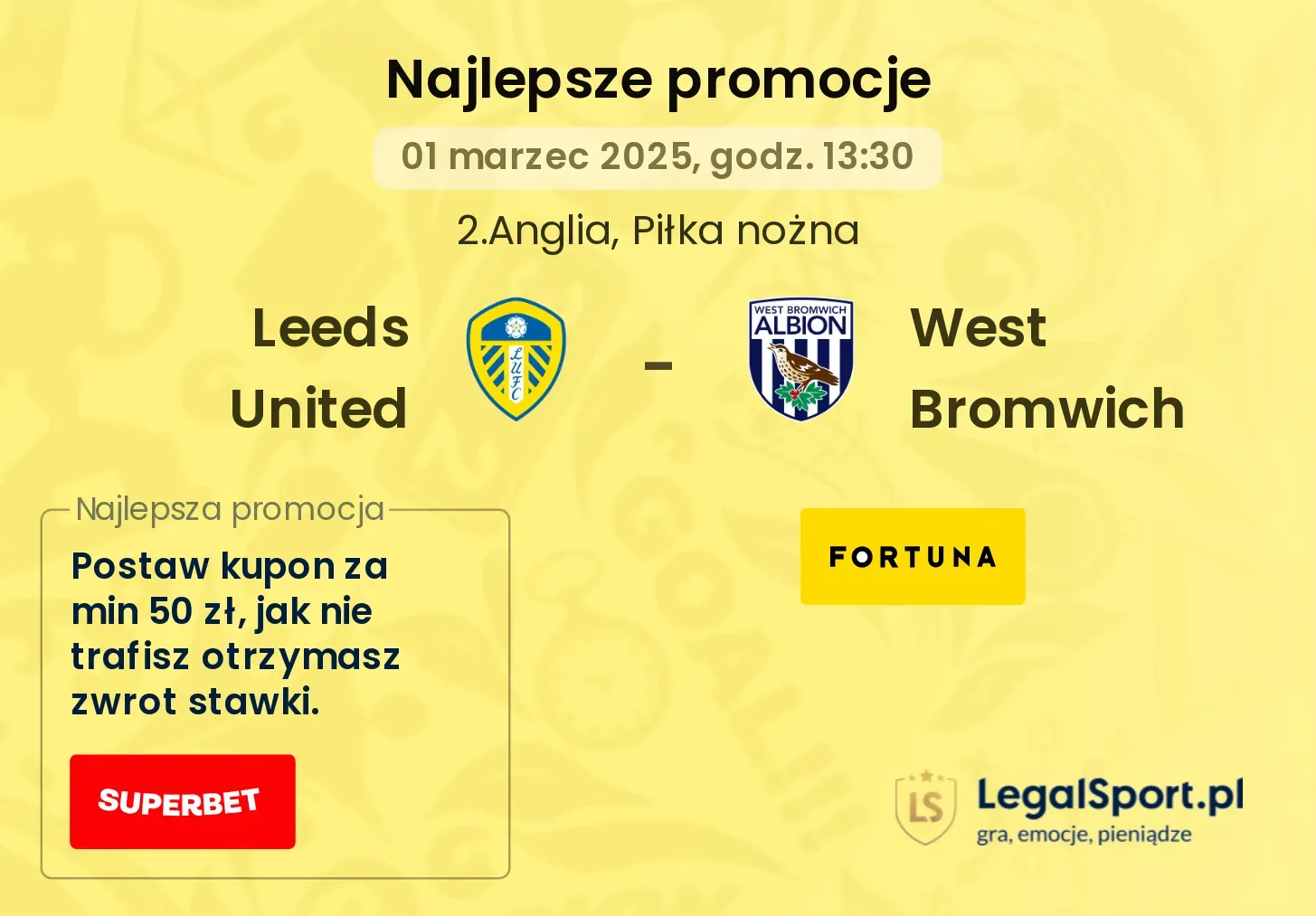 Leeds United - West Bromwich promocje u bukmacherów