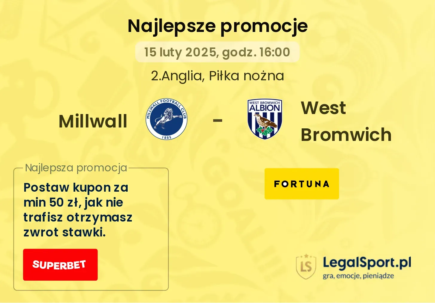 Millwall - West Bromwich promocje bukmacherskie