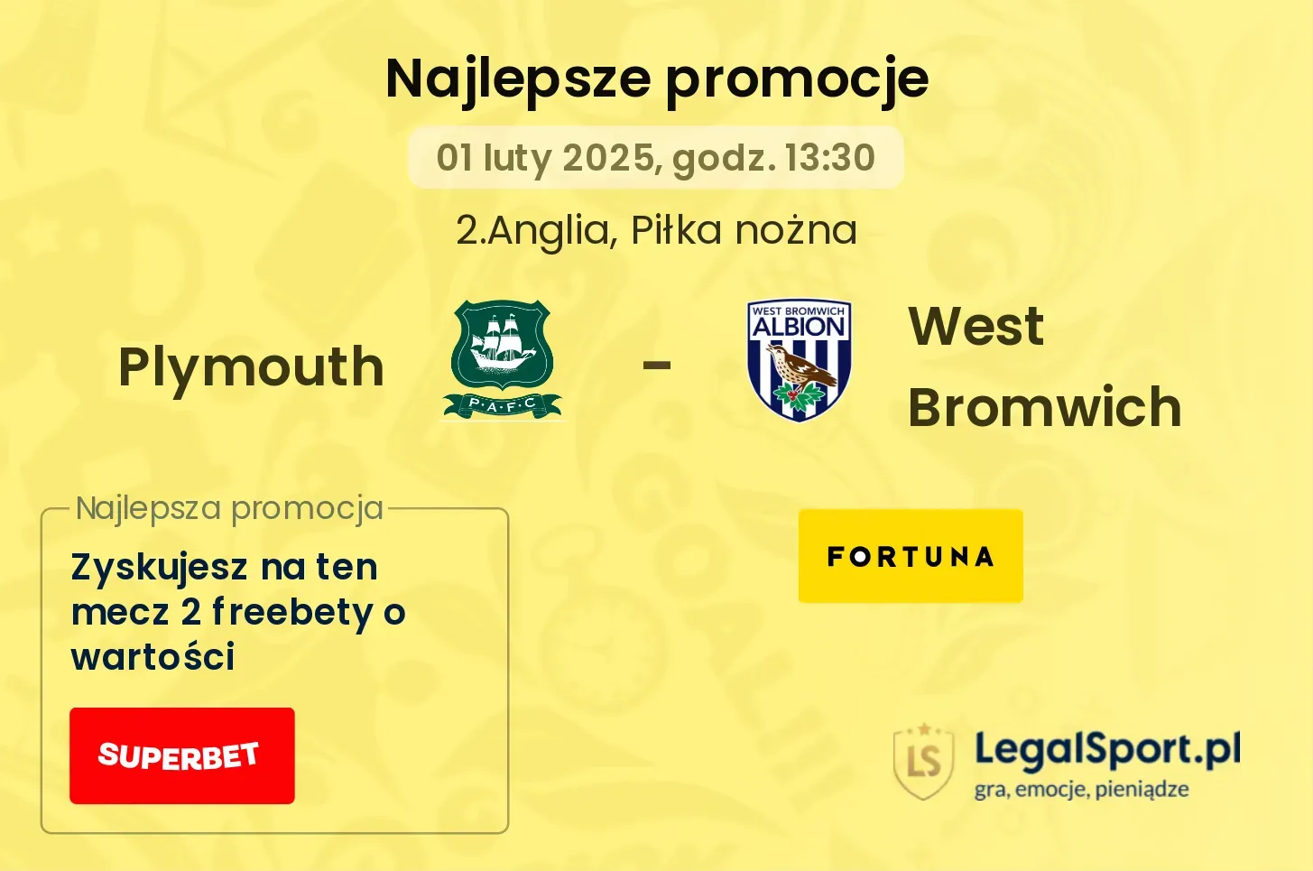 Plymouth - West Bromwich promocje u bukmacherów