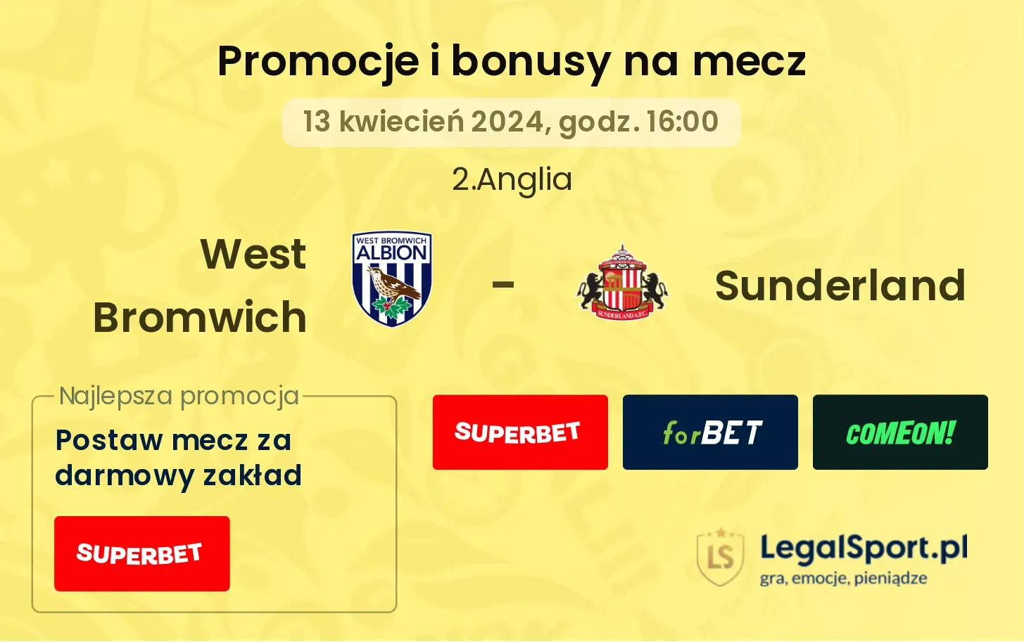 West Bromwich - Sunderland promocje bonusy na mecz
