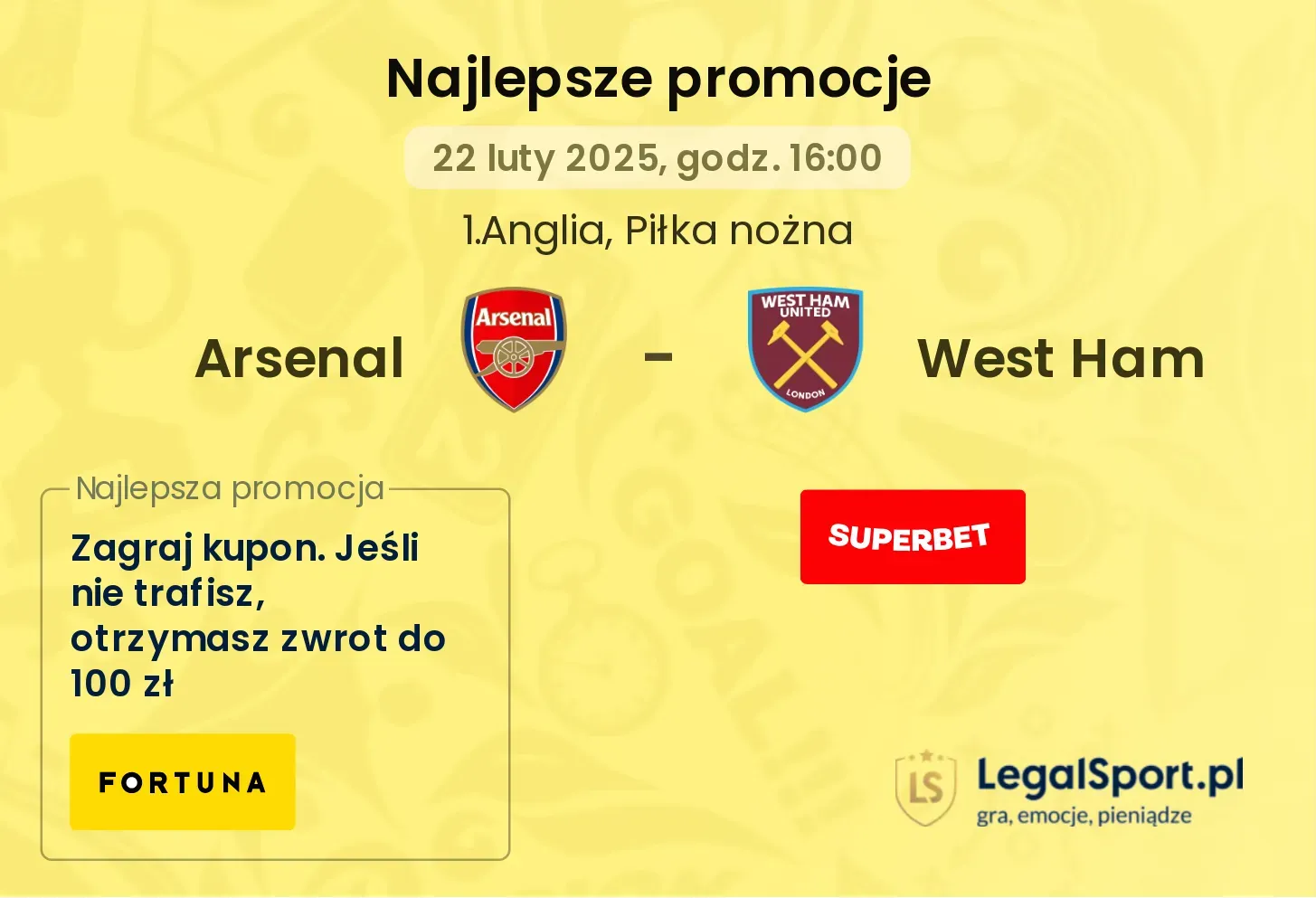 Arsenal - West Ham promocje bukmacherskie